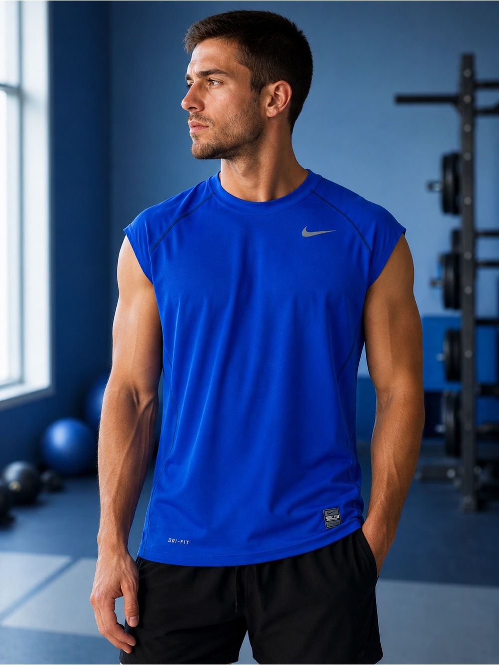 Nike Pro Combat Dri-FIT Compression Sleeveless Shirt Blue Men’s Large Gym